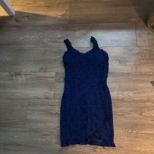 Speechless Navy Lace Sheath Mini Dress